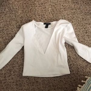 White crop top size small with mesh vneck
